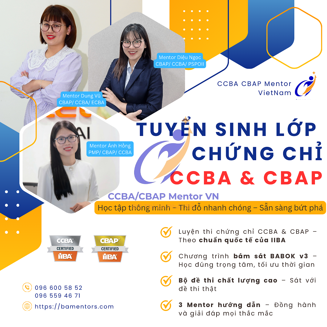 CCBA CBAP MENTOR BUSINESS ANALYST VIET NAM - Đ&Atilde; THI L&Agrave; PHẢI ĐỖ